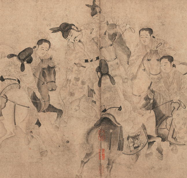 
古画中的帝王 唐玄宗和嫔妃骑马打球 ——《明皇击球图》赏析|xiongmao体育(图6)